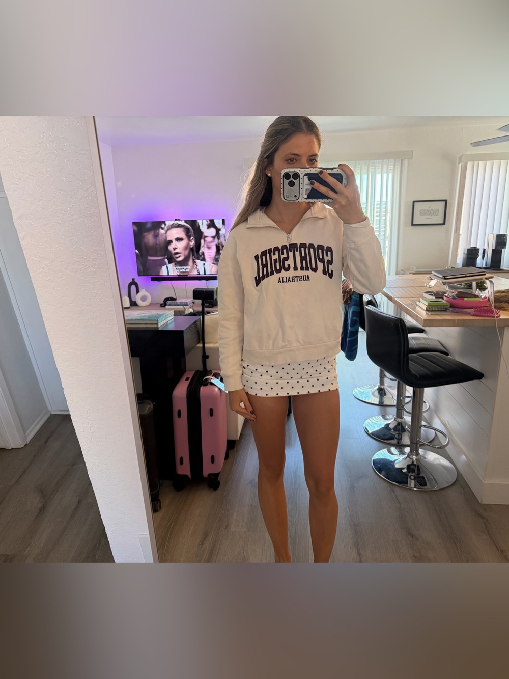 Sportsgirl Cream Zip-Up Sweatshirt with Multicolor Logo